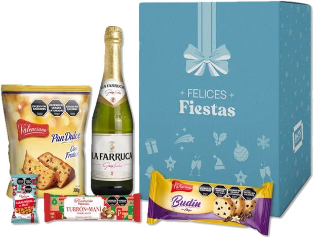 Caja Navideña Celeste - Económica